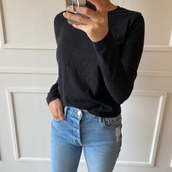 INTERMIX Classic Long Sleeve T-Shirt Black P (XS) - Picture 9 of 10